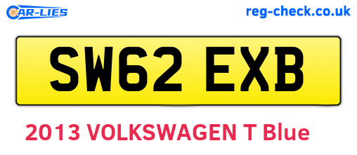 SW62EXB are the vehicle registration plates.