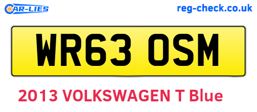WR63OSM are the vehicle registration plates.