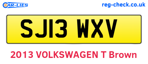 SJ13WXV are the vehicle registration plates.