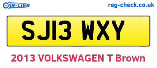 SJ13WXY are the vehicle registration plates.