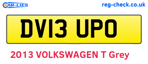 DV13UPO are the vehicle registration plates.