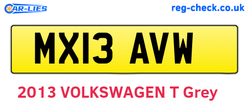MX13AVW are the vehicle registration plates.