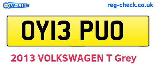 OY13PUO are the vehicle registration plates.