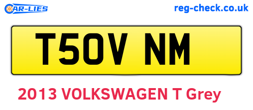 T50VNM are the vehicle registration plates.