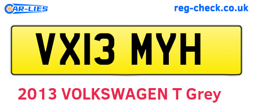 VX13MYH are the vehicle registration plates.