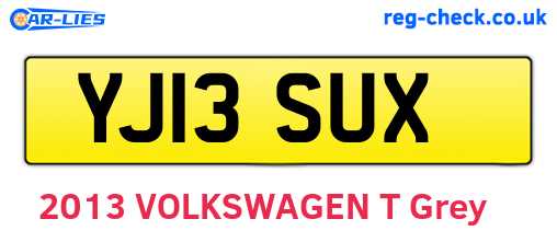 YJ13SUX are the vehicle registration plates.