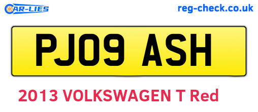 PJ09ASH are the vehicle registration plates.