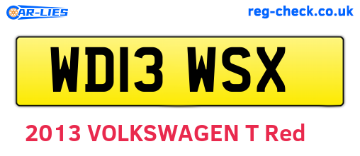 WD13WSX are the vehicle registration plates.