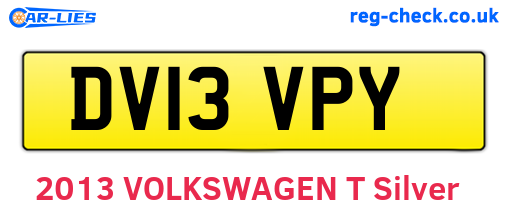 DV13VPY are the vehicle registration plates.