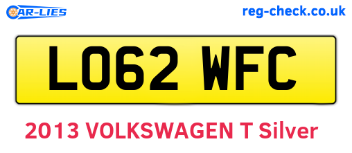 LO62WFC are the vehicle registration plates.