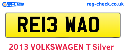 RE13WAO are the vehicle registration plates.