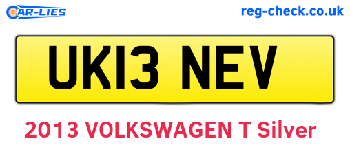 UK13NEV are the vehicle registration plates.