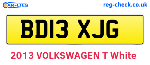 BD13XJG are the vehicle registration plates.