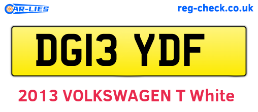 DG13YDF are the vehicle registration plates.