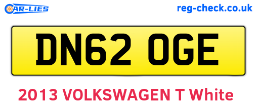 DN62OGE are the vehicle registration plates.