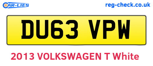DU63VPW are the vehicle registration plates.
