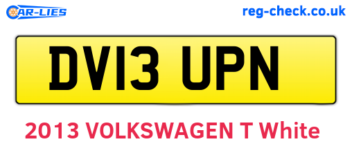 DV13UPN are the vehicle registration plates.