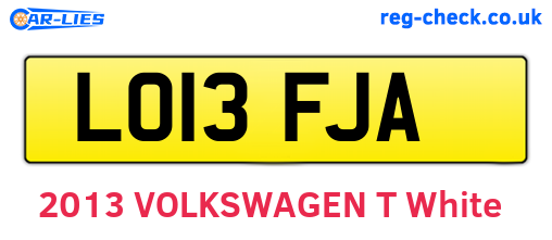 LO13FJA are the vehicle registration plates.