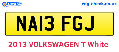NA13FGJ are the vehicle registration plates.