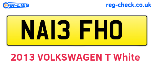 NA13FHO are the vehicle registration plates.
