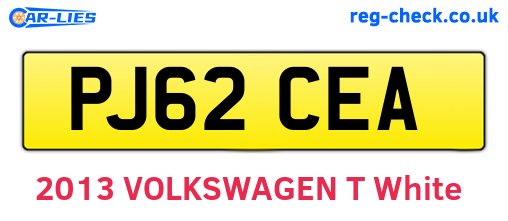 PJ62CEA are the vehicle registration plates.