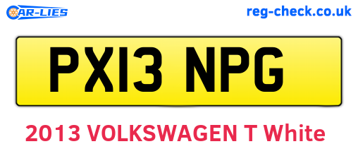 PX13NPG are the vehicle registration plates.
