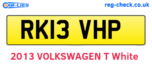 RK13VHP are the vehicle registration plates.