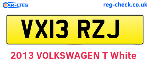 VX13RZJ are the vehicle registration plates.