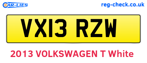 VX13RZW are the vehicle registration plates.