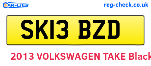 SK13BZD are the vehicle registration plates.