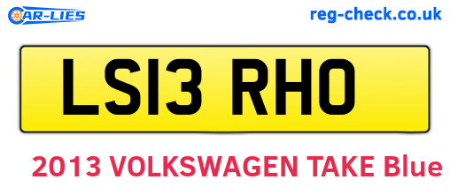 LS13RHO are the vehicle registration plates.