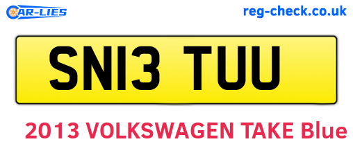 SN13TUU are the vehicle registration plates.