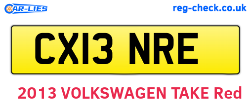 CX13NRE are the vehicle registration plates.