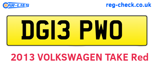 DG13PWO are the vehicle registration plates.