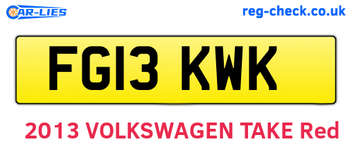 FG13KWK are the vehicle registration plates.
