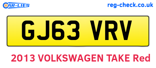 GJ63VRV are the vehicle registration plates.