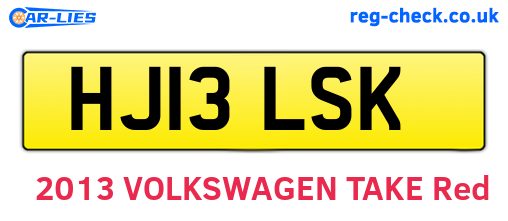 HJ13LSK are the vehicle registration plates.