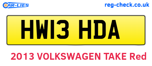 HW13HDA are the vehicle registration plates.