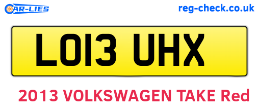 LO13UHX are the vehicle registration plates.