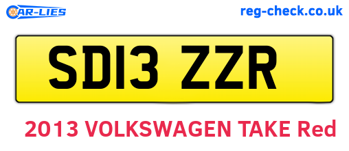SD13ZZR are the vehicle registration plates.