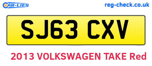 SJ63CXV are the vehicle registration plates.