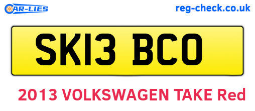 SK13BCO are the vehicle registration plates.