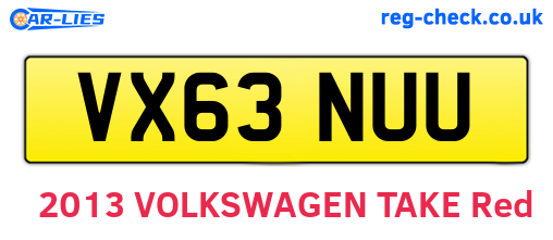 VX63NUU are the vehicle registration plates.