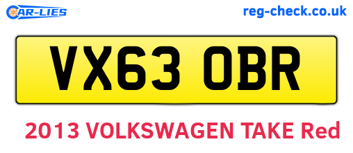 VX63OBR are the vehicle registration plates.