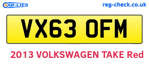VX63OFM are the vehicle registration plates.