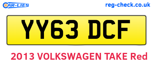 YY63DCF are the vehicle registration plates.