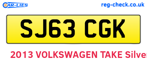 SJ63CGK are the vehicle registration plates.