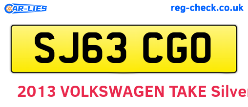 SJ63CGO are the vehicle registration plates.