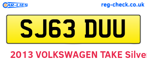 SJ63DUU are the vehicle registration plates.