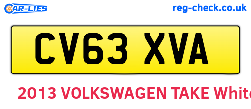CV63XVA are the vehicle registration plates.